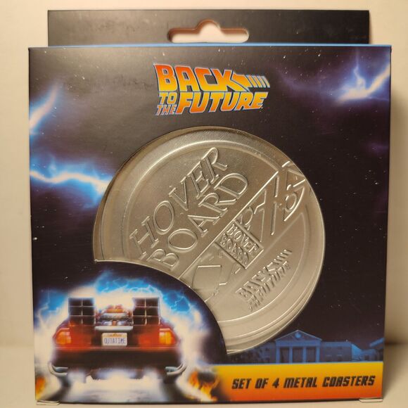 Back to the Future Metal Coasters Set Of 4 Non Slip Cork Based Embossed Designs - Picture 1 of 3